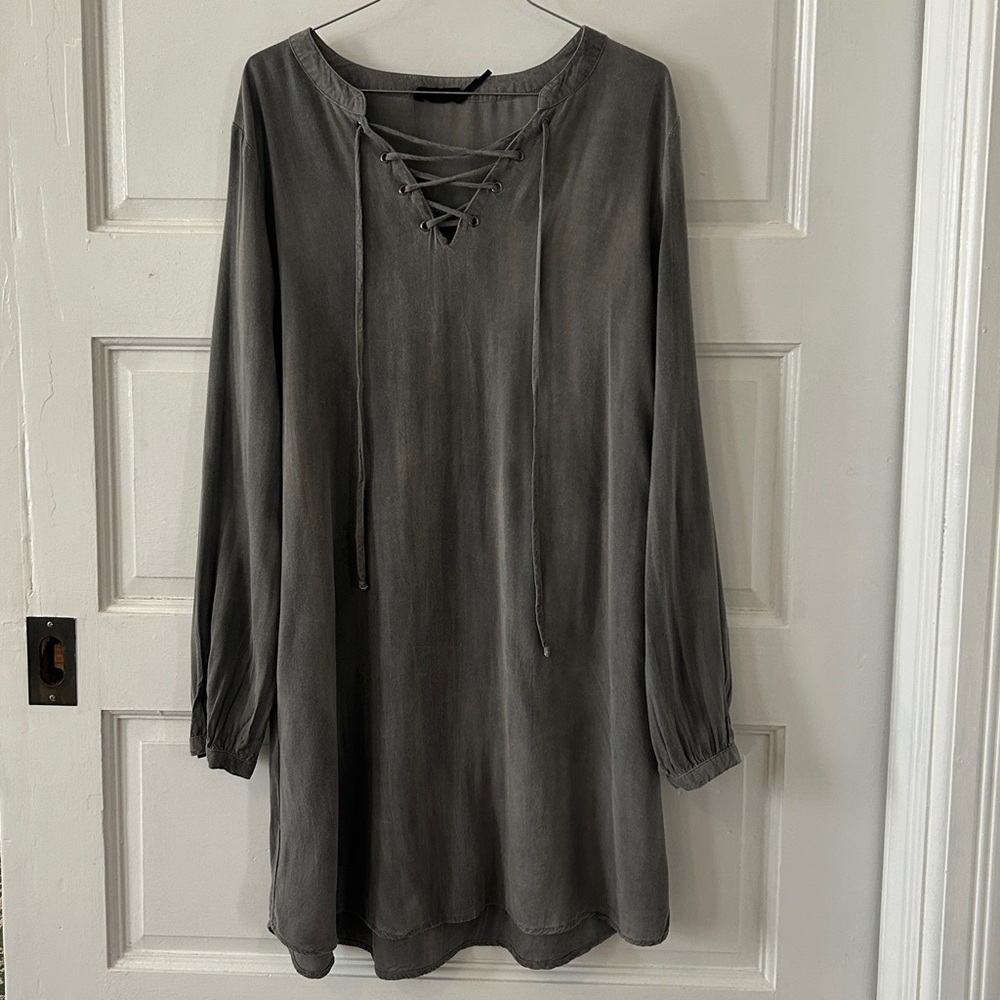 Blu Pepper Charcoal Lace-Up Top